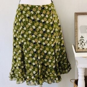 NWT LOFT Green Floral Fit & Flare Zip Up Skirt Women's 10 Spring Cottage New